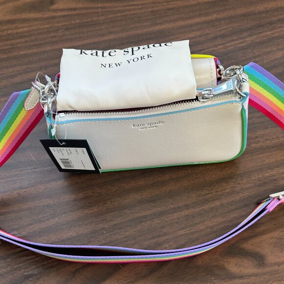 Kate Spade New York Double up Rainbow Leather Crossbody - Picture 7 of 11
